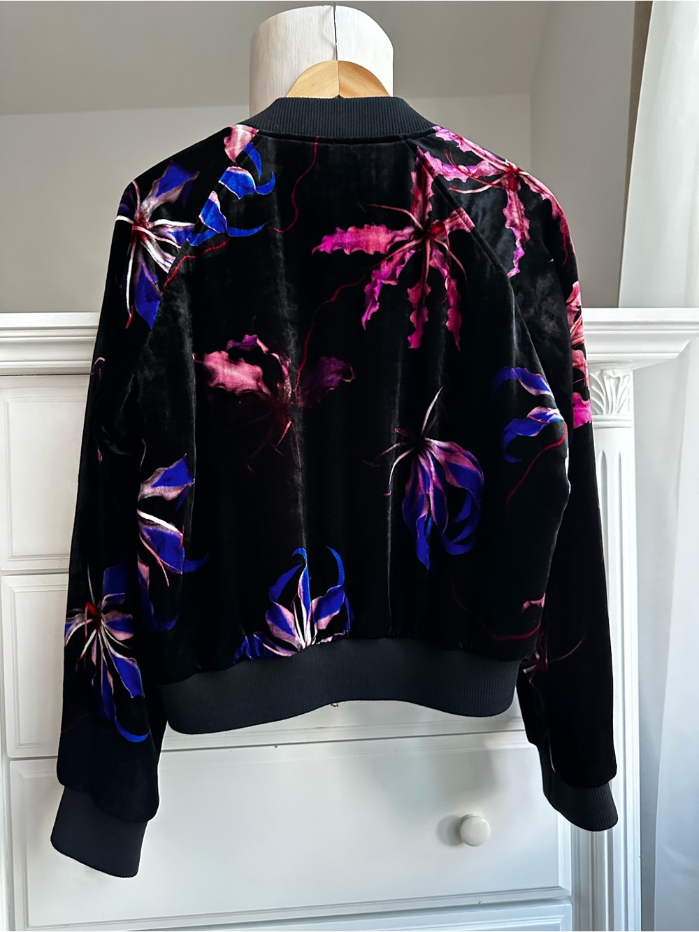 Dries Van Noten Dragon Flower Silk-Blend Velvet Bomber Jacket Men’s L